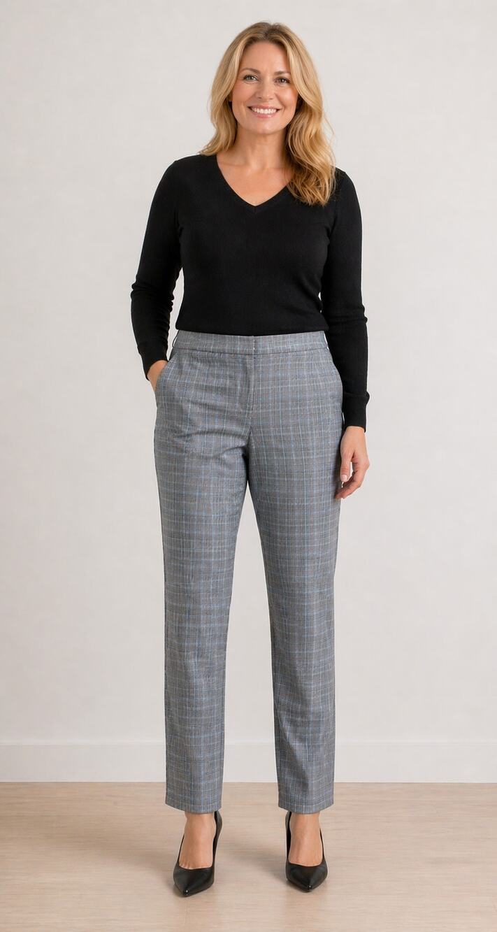 Talbots Plaid Straight Leg Trouser Dress Pant Black Blue Womens Plus Size 16W